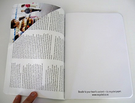 Inside view of the sewn notebooks made for the MANZ conference 